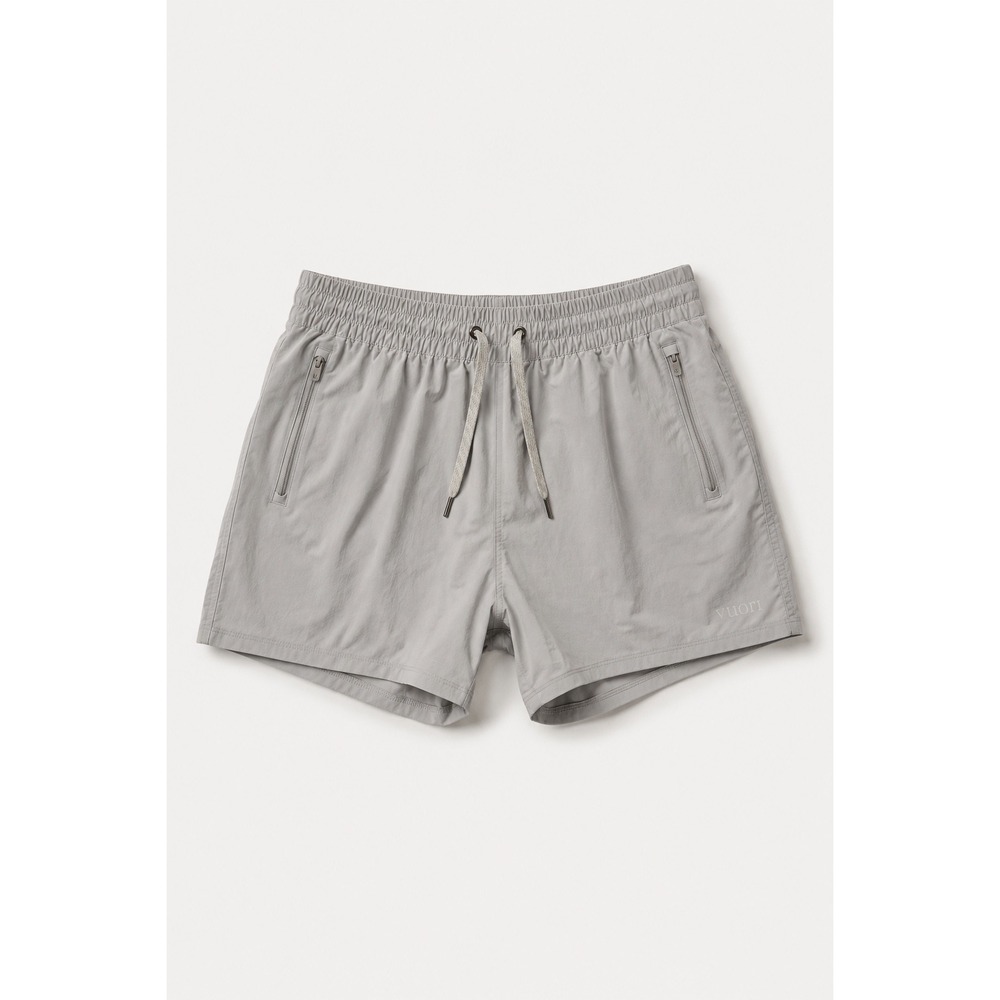 Vuori Womens Performance Shorts Light Grey Elastic Waist Zip Pockets Size M